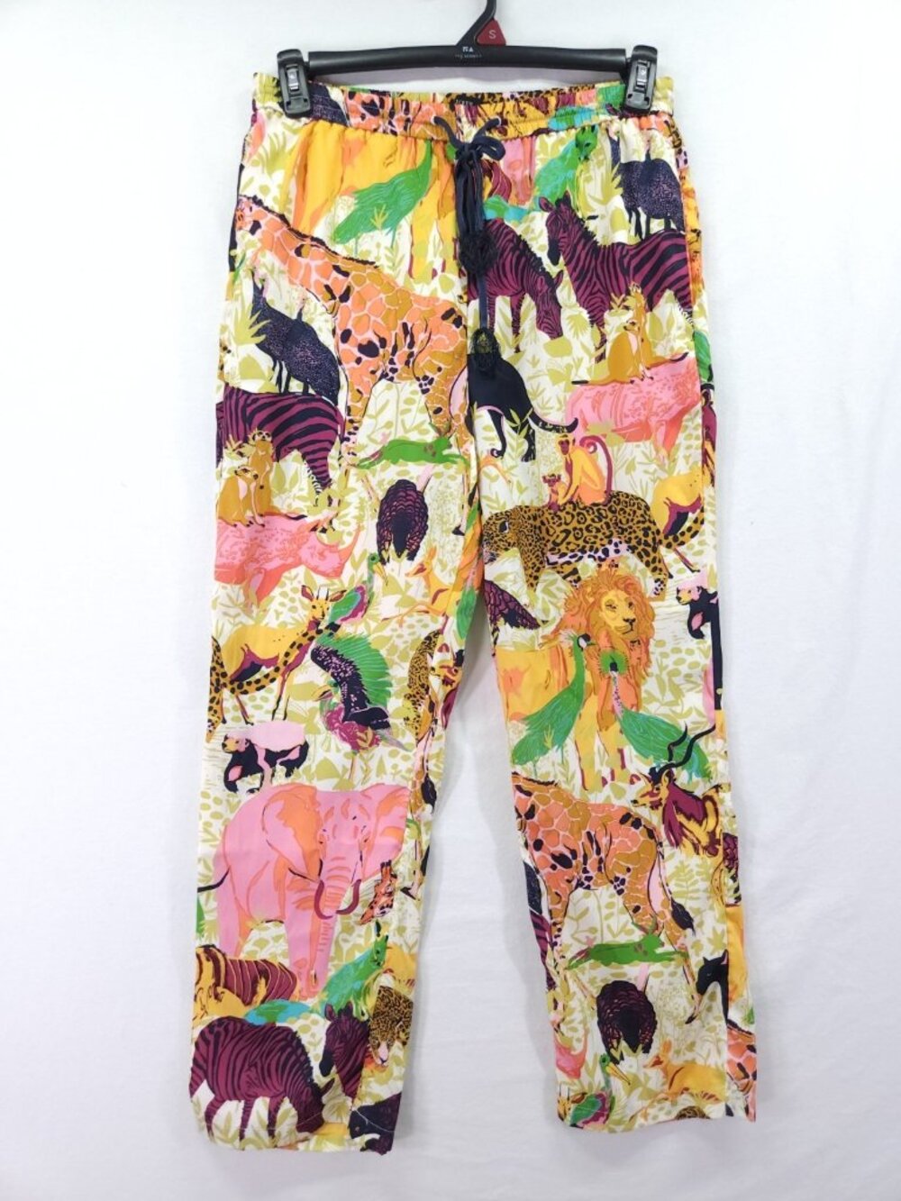JCrew Womens 10 Ratti Safari Animal Print Drawstring Tassel Silky Polyester Pant